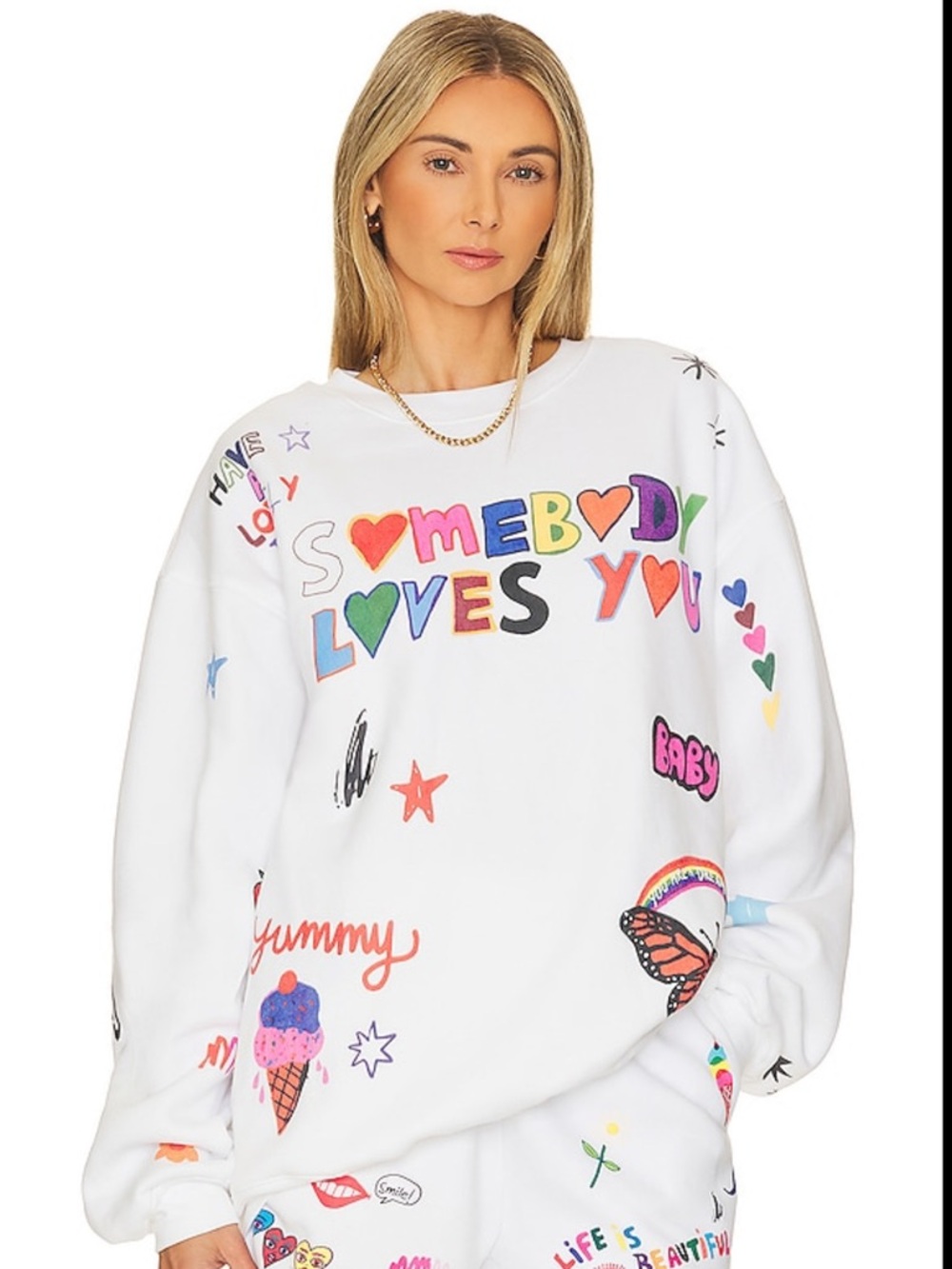 The Mayfair Group Somebody Loves You Crewneck in White